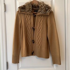 Jones New York Faux Fur Collar Sweater